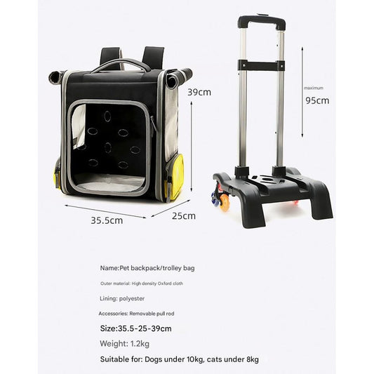Cross-Border Pet Trolley Case Foldable Breathable Cat Backpack Portable Pet Trolley Bag Multifunctional Pet Backpack
