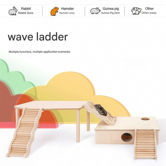 Niteangel Hamster Wooden Platforms Ladder Hideout Water Bottle Holder Bathroom Toilet Fences Accessories