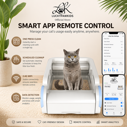 Smart Automatic Cat Litter Box with App Control | Self Cleaning | WiFi Remote | Odor Control | Luckypawkids Official