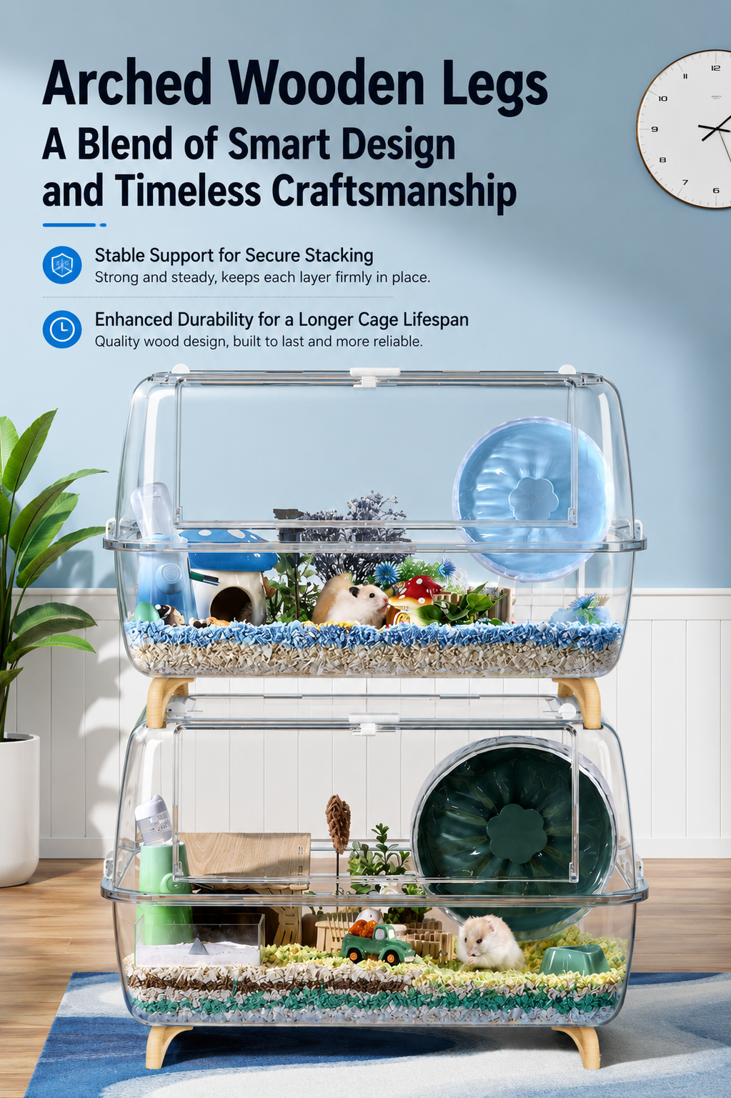 BUCATSTATE 65 Starry Sky Transparent Hamster Cage | Clear View Small Pet Habitat 65x42x43cm