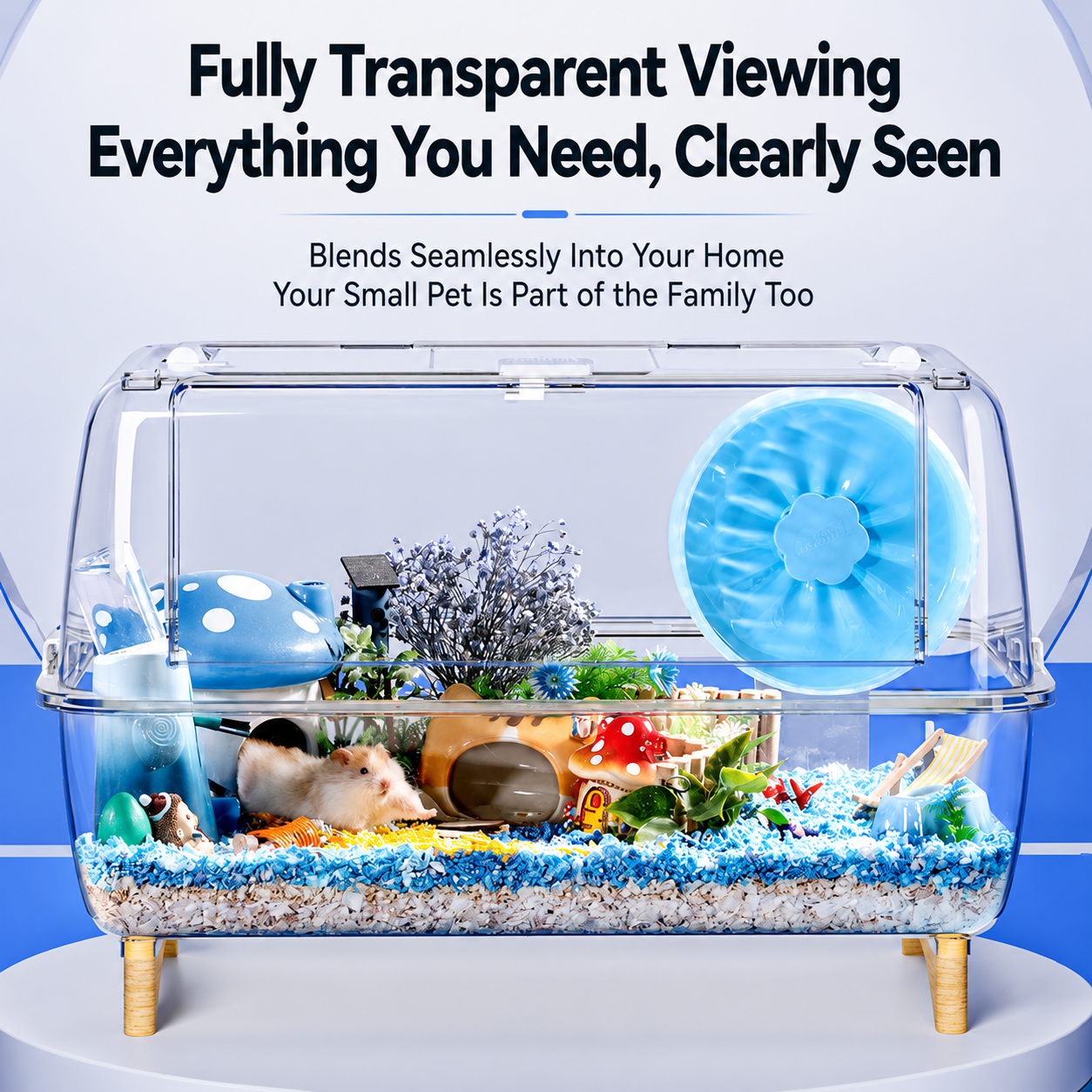 BUCATSTATE 65 Starry Sky Transparent Hamster Cage | Clear View Small Pet Habitat 65x42x43cm