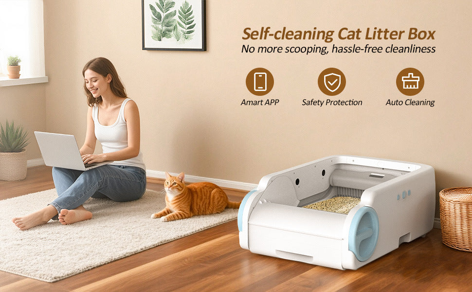 Smart Automatic Cat Litter Box with App Control | Self Cleaning | WiFi Remote | Odor Control | Luckypawkids Official