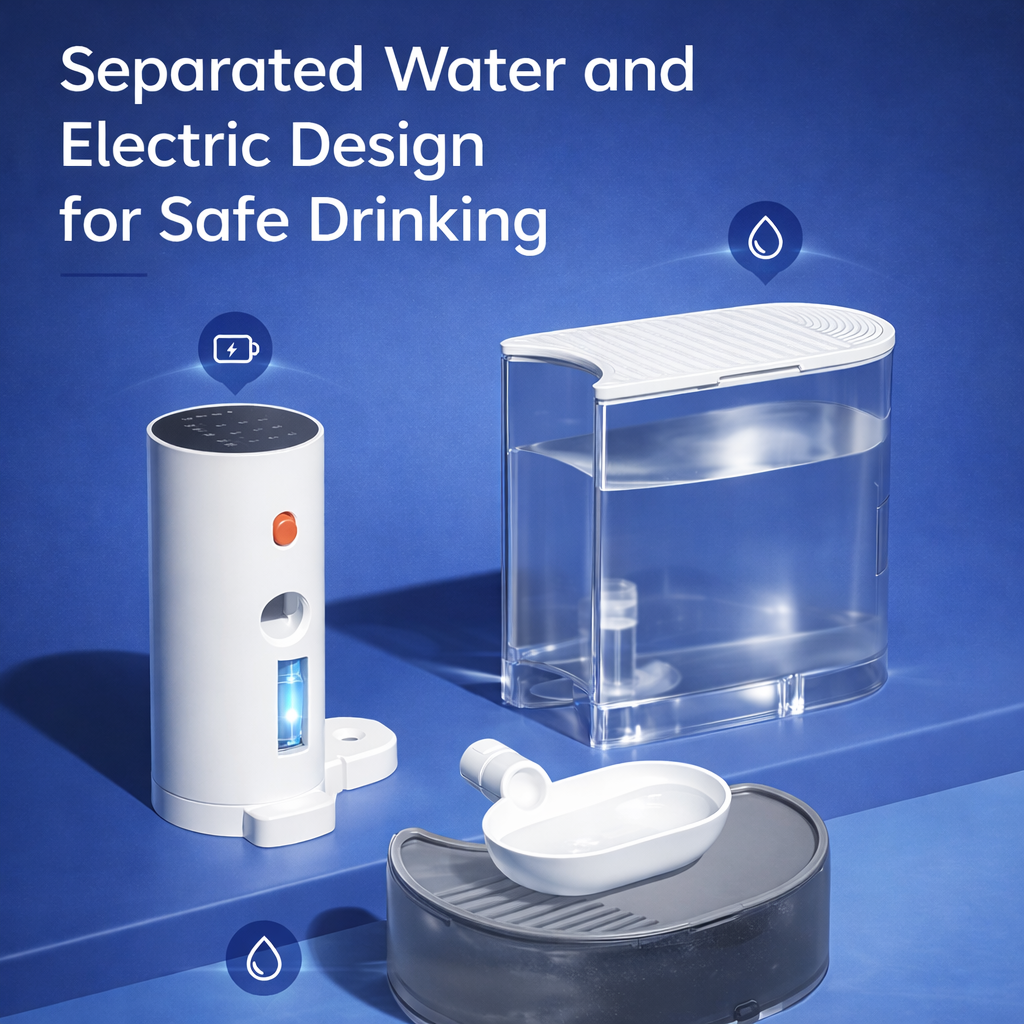 Smart Self-Refill Pet Water Fountain | No Filter | 3L Large Capacity | Wireless 2000mAh | Clean & Dirty Water Separation