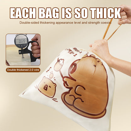 Capybara Trash Bag Tear-free Drawstring Closing Garbage Bag Thickened Home Kitchen Cleaning Handbag
