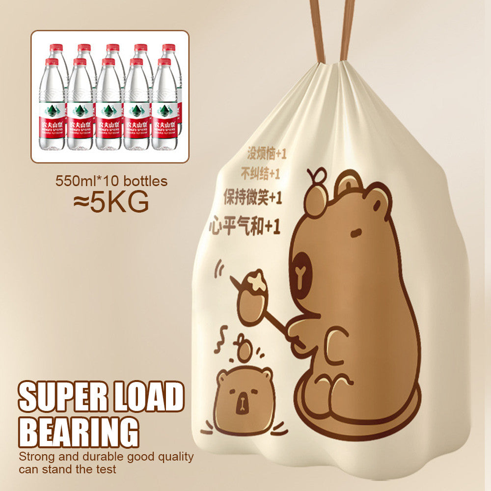 Capybara Trash Bag Tear-free Drawstring Closing Garbage Bag Thickened Home Kitchen Cleaning Handbag