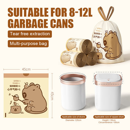 Capybara Trash Bag Tear-free Drawstring Closing Garbage Bag Thickened Home Kitchen Cleaning Handbag