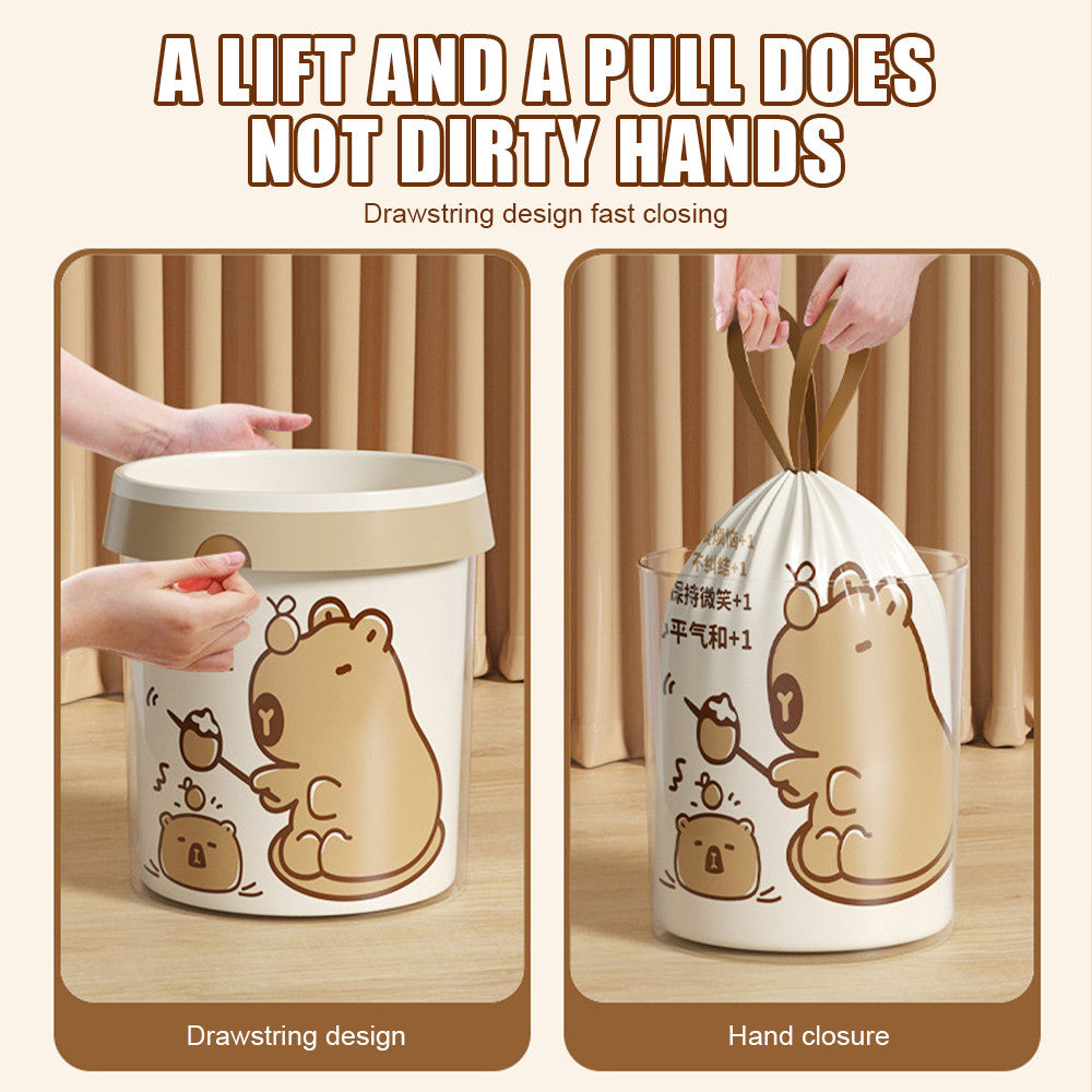 Capybara Trash Bag Tear-free Drawstring Closing Garbage Bag Thickened Home Kitchen Cleaning Handbag