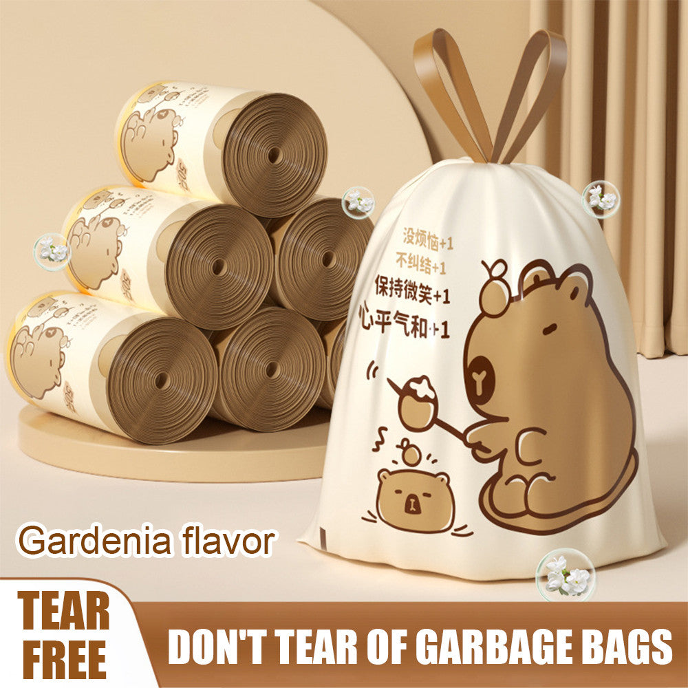 Capybara Trash Bag Tear-free Drawstring Closing Garbage Bag Thickened Home Kitchen Cleaning Handbag