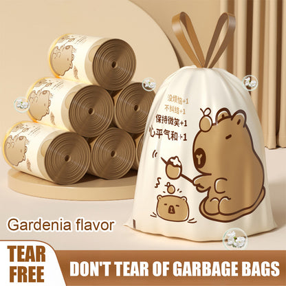 Capybara Trash Bag Tear-free Drawstring Closing Garbage Bag Thickened Home Kitchen Cleaning Handbag