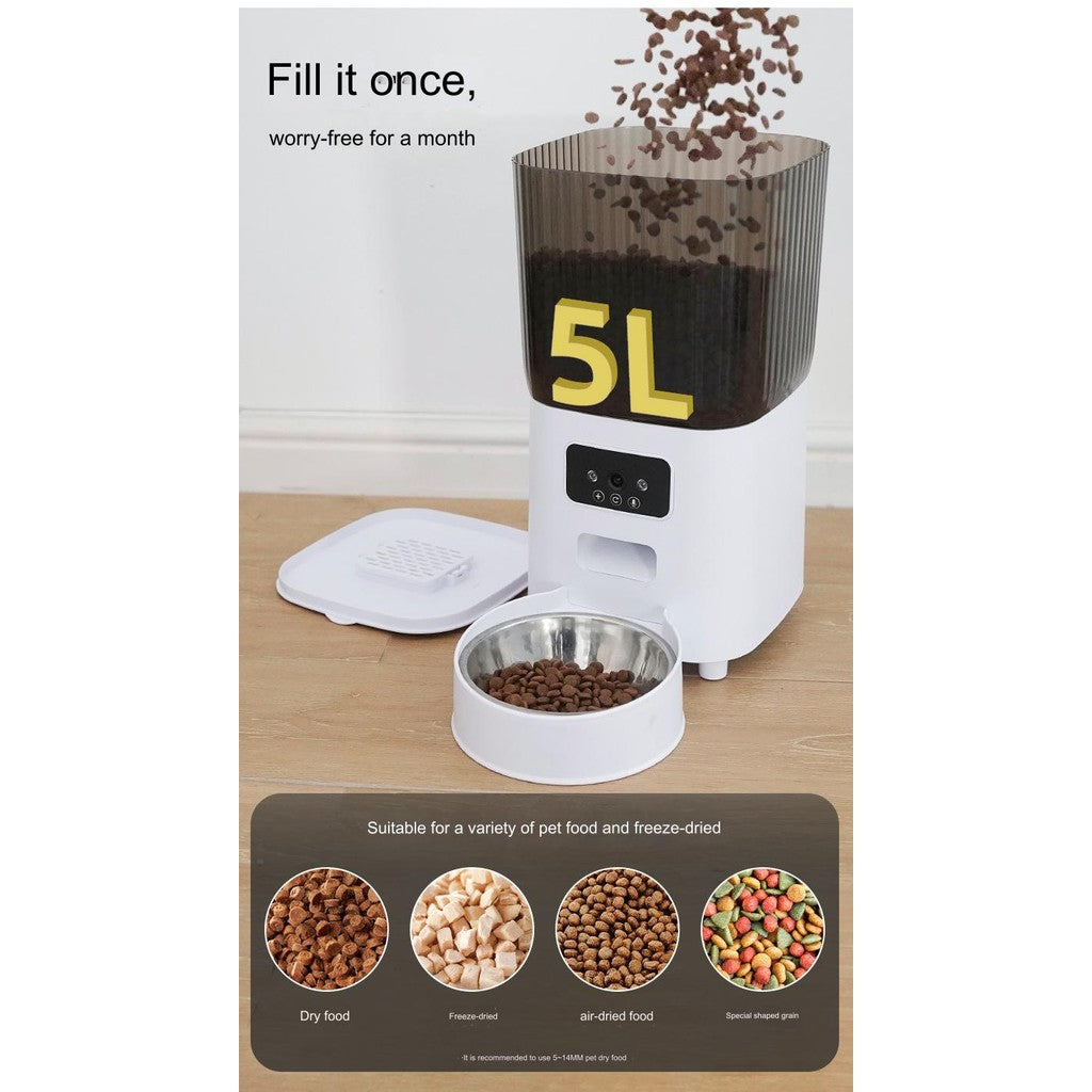 5L Smart Feeder Pet Intelligent Automatic APP WiFi Remote Voice Video Feeding Machine