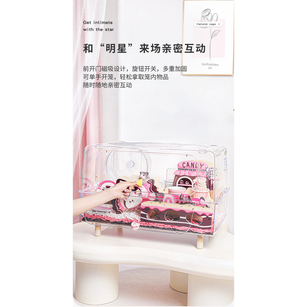 Carno Hamster Cage 62cm Pro Upgraded Version Transparent Acrylic