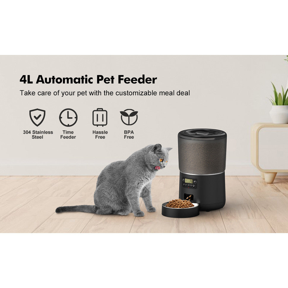 Automatic Pet Cat, Dog Feeder 4L Tuya APP Remote WIFI Smart Pet Feeder Distribution Does Not Get Food Stuck