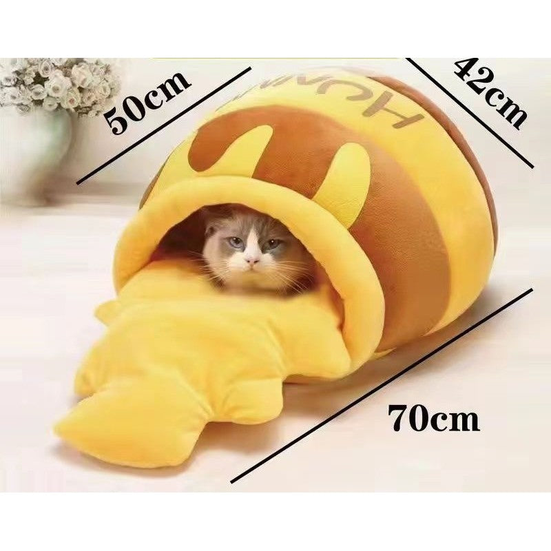Plush Honey Pot Cat Bed