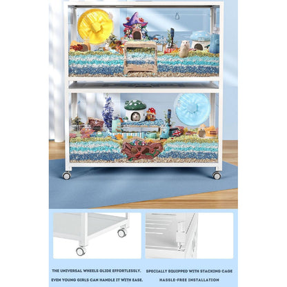 Bucatstate Hamster Cage 80cm / 100cm Stackable Design Come With Wheels