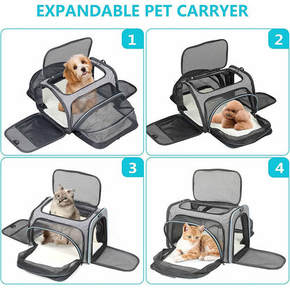 Expandable Pet Bag Portable Cat Bag With Large Capacity For Two Small Pet Bags Cat Carrier Travels Bag