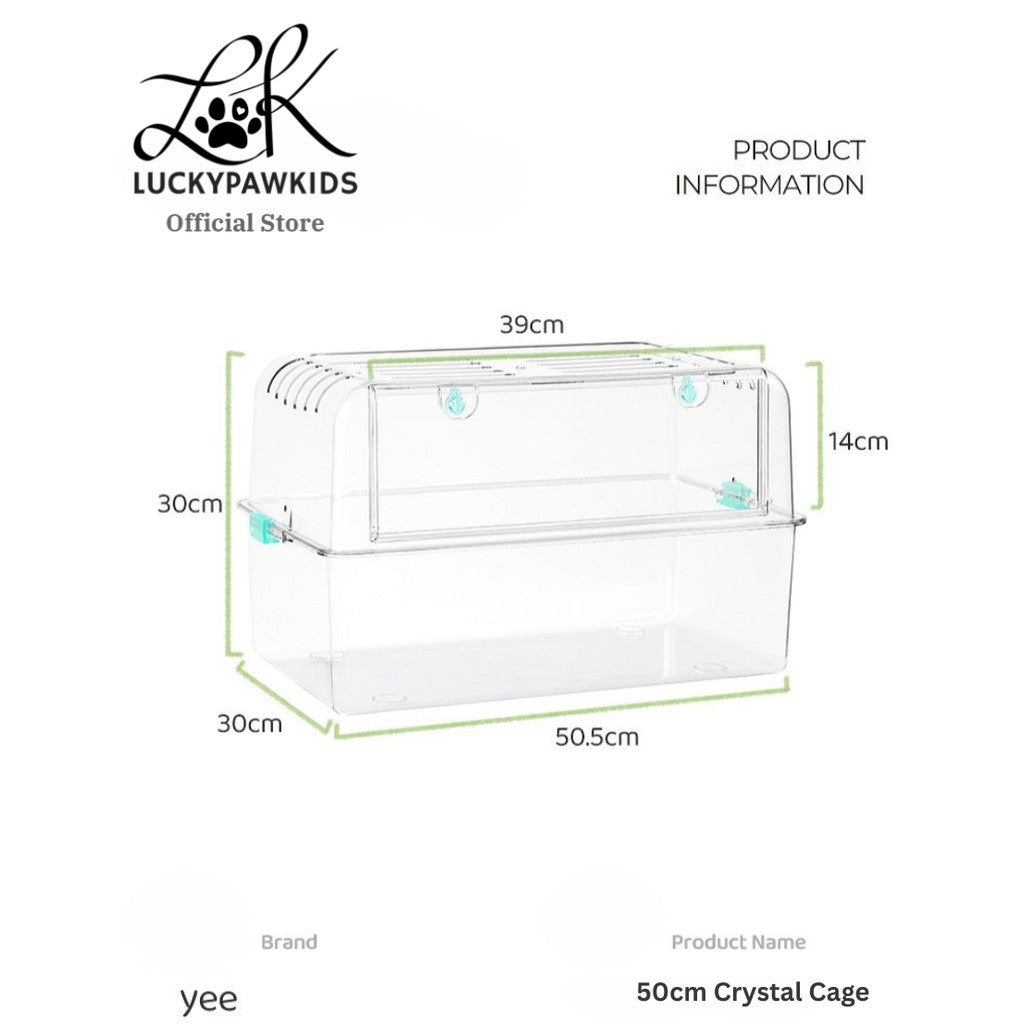 Yee Transparent Crystal Hamster Cage 50.5x30x30cm