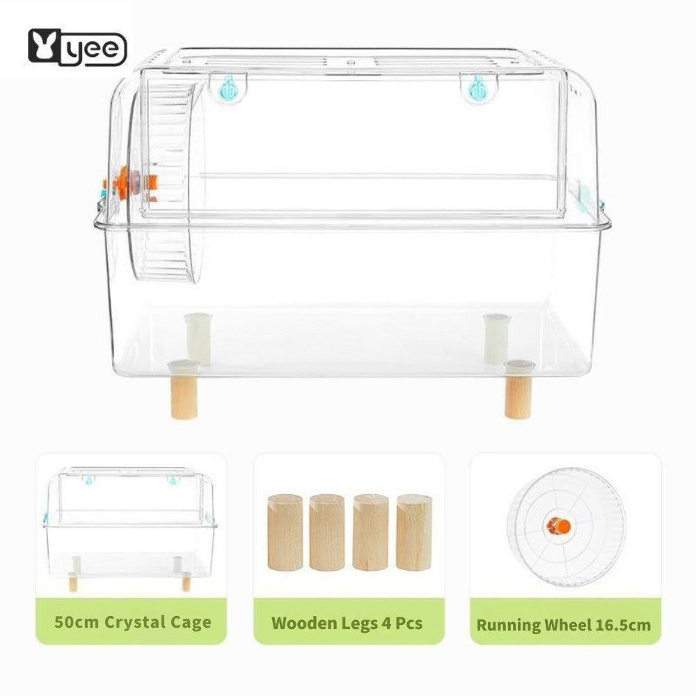 Yee Transparent Crystal Hamster Cage 50.5x30x30cm