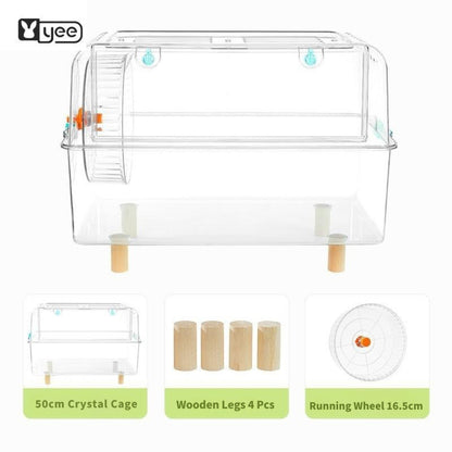 Yee Transparent Crystal Hamster Cage 50.5x30x30cm