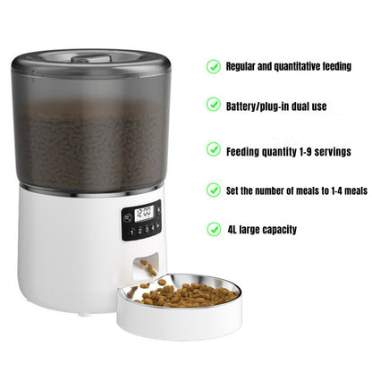 Automatic Pet Cat, Dog Feeder 4L Tuya APP Remote WIFI Smart Pet Feeder Distribution Does Not Get Food Stuck