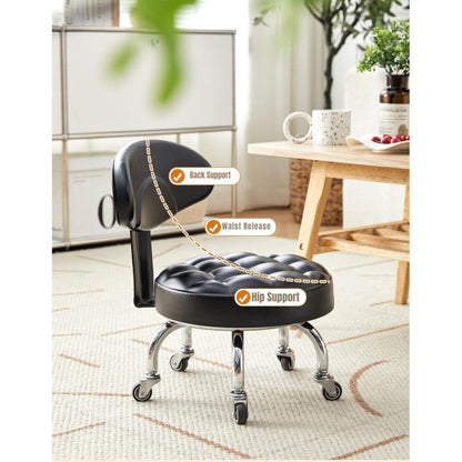 Backrest Stool With Silent Wheel 23cm Comfortable Support Stool / Round Stool