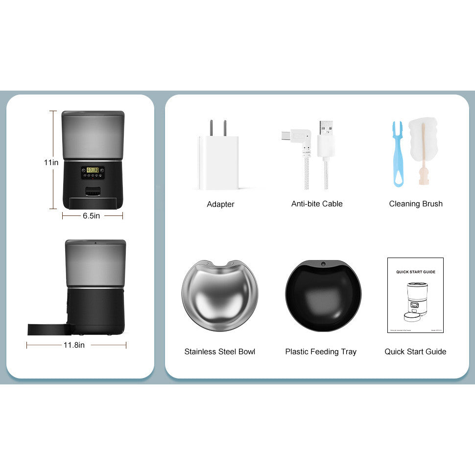 Automatic Pet Cat, Dog Feeder 4L Tuya APP Remote WIFI Smart Pet Feeder Distribution Does Not Get Food Stuck