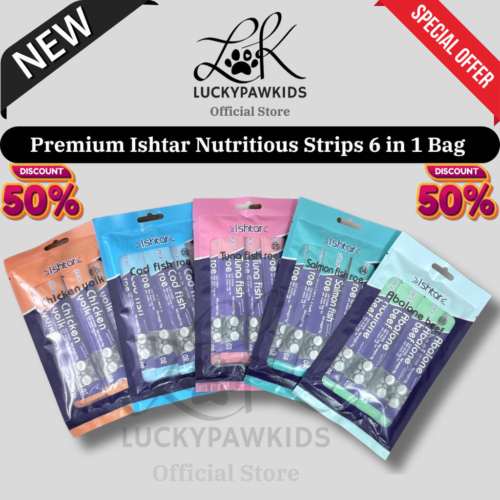 NEW Packaging High Quality Premium Ishtar Nutritious Cat Strips 6 in 1 Bag / Cat Treat / Cat Food / Cat Snacks /Wet Food