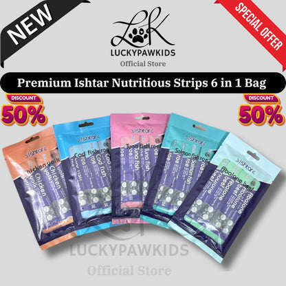 NEW Packaging High Quality Premium Ishtar Nutritious Cat Strips 6 in 1 Bag / Cat Treat / Cat Food / Cat Snacks /Wet Food