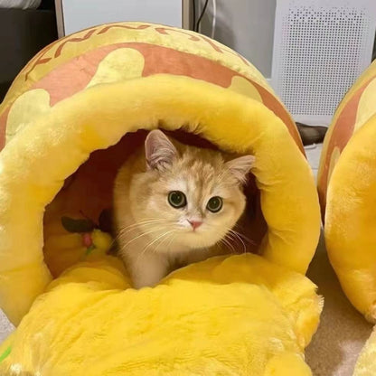 Plush Honey Pot Cat Bed