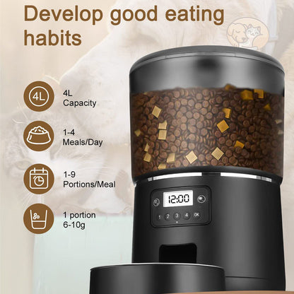 Automatic Pet Cat, Dog Feeder 4L Tuya APP Remote WIFI Smart Pet Feeder Distribution Does Not Get Food Stuck