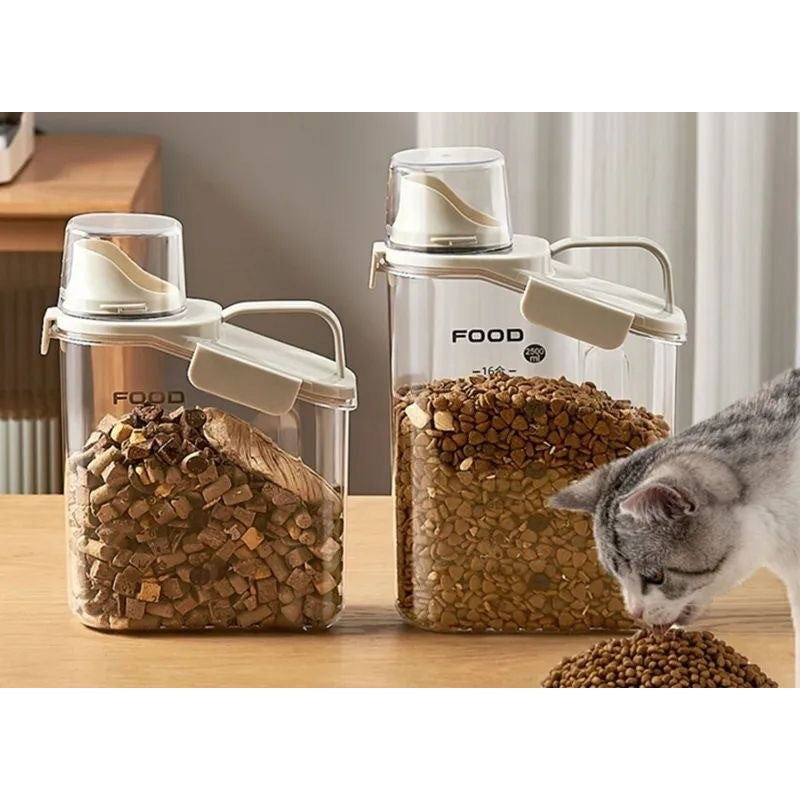 Pet Food Storage Moisture-Proof Sealed Jar Grain Barrel Large Jar With Lid Transparent Fresh-Keeping Box Barrel