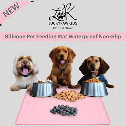 Silicone Pet Feeding Mat For Dog Cat Waterproof Non-Slip Bowl Mat Pet Feeding Placemat Easy Washing Luckypawkids