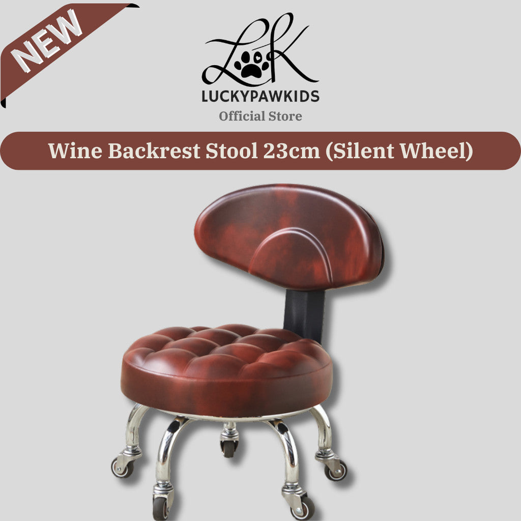 Backrest Stool With Silent Wheel 23cm Comfortable Support Stool / Round Stool