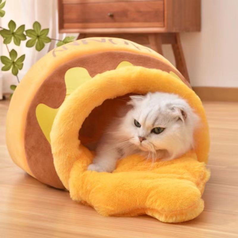 Plush Honey Pot Cat Bed