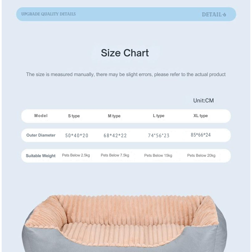 Rectangular Dog Bed Velvet Large Dog Small Dog Nest Encrypted Corduroy Pet Beds