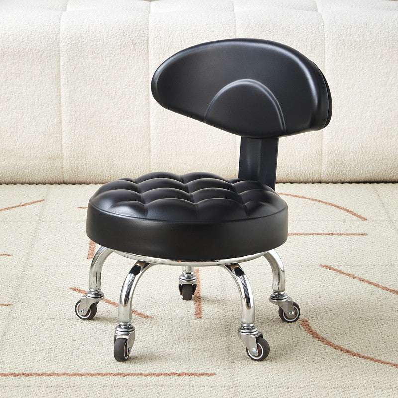 Backrest Stool With Silent Wheel 23cm Comfortable Support Stool / Round Stool