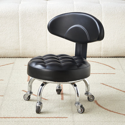 Backrest Stool With Silent Wheel 23cm Comfortable Support Stool / Round Stool