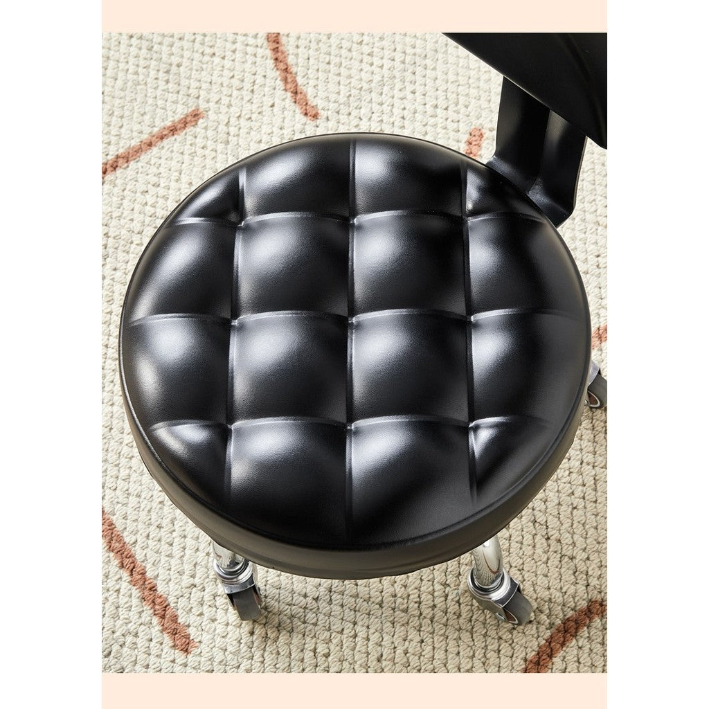 Backrest Stool With Silent Wheel 23cm Comfortable Support Stool / Round Stool