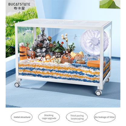 Bucatstate Hamster Cage 80cm / 100cm Stackable Design Come With Wheels