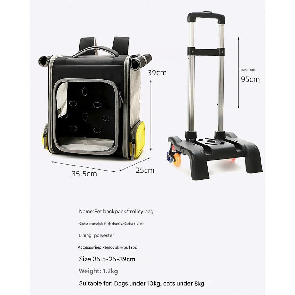 Cross-Border Pet Trolley Case Foldable Breathable Cat Backpack Portable Pet Trolley Bag Multifunctional Pet Backpack