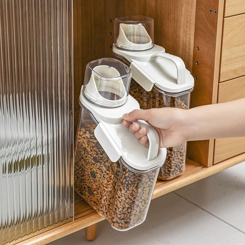 Pet Food Storage Moisture-Proof Sealed Jar Grain Barrel Large Jar With Lid Transparent Fresh-Keeping Box Barrel