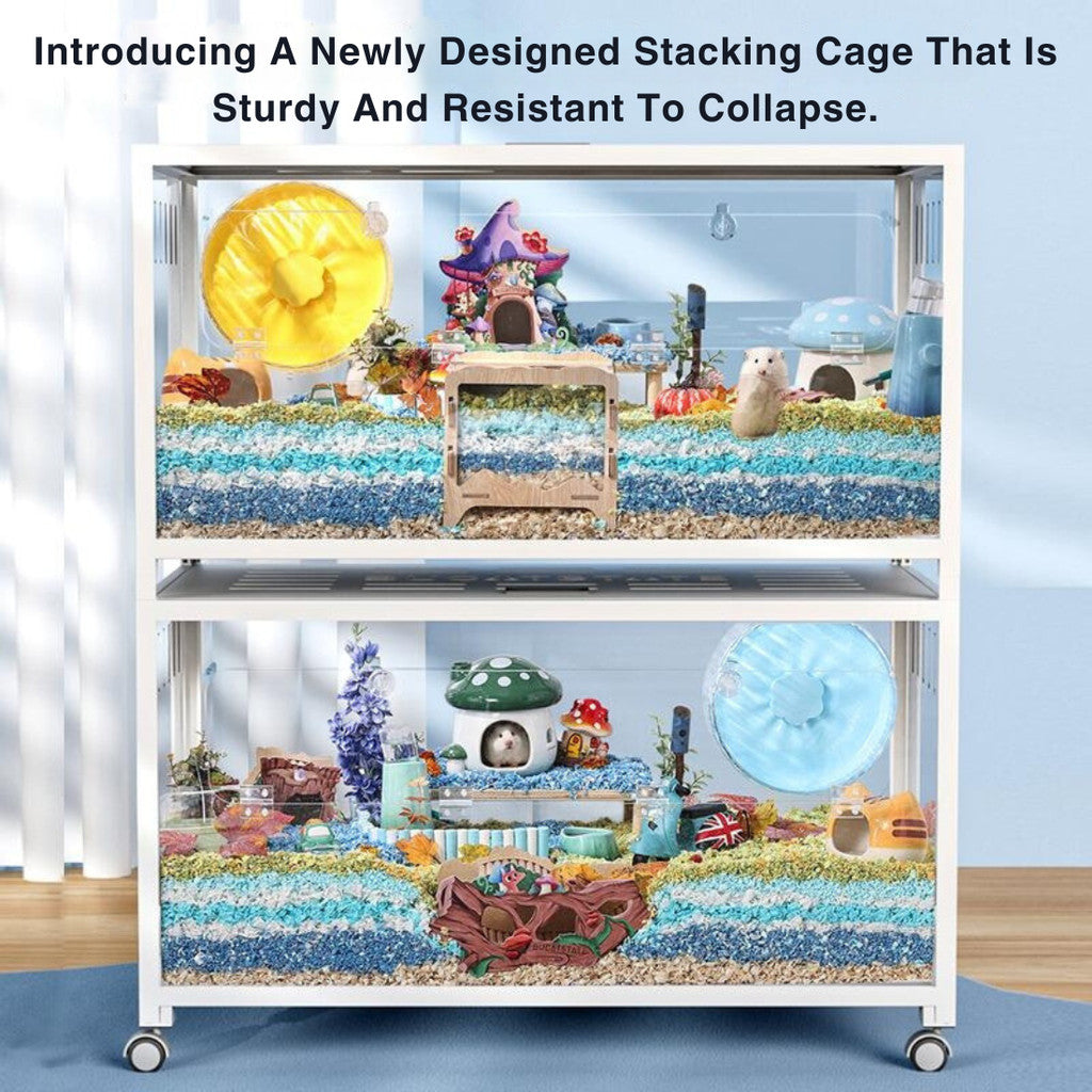 Bucatstate Hamster Cage 80cm / 100cm Stackable Design Come With Wheels