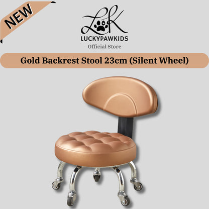 Backrest Stool With Silent Wheel 23cm Comfortable Support Stool / Round Stool