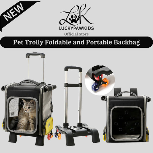 Cross-Border Pet Trolley Case Foldable Breathable Cat Backpack Portable Pet Trolley Bag Multifunctional Pet Backpack