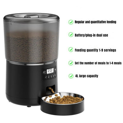 Automatic Pet Cat, Dog Feeder 4L Tuya APP Remote WIFI Smart Pet Feeder Distribution Does Not Get Food Stuck