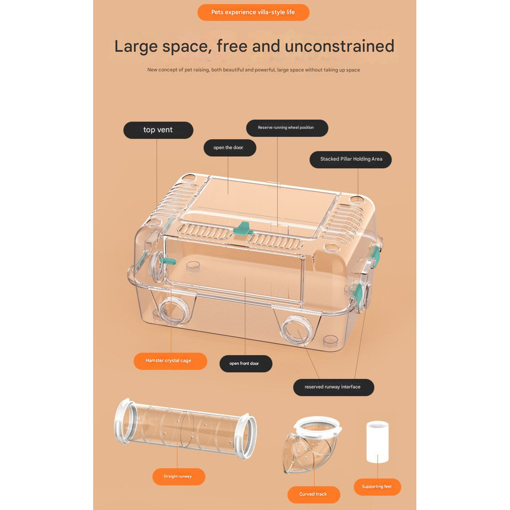 Nomoy Crystal Hamster Cage Transparent With Tunnel
