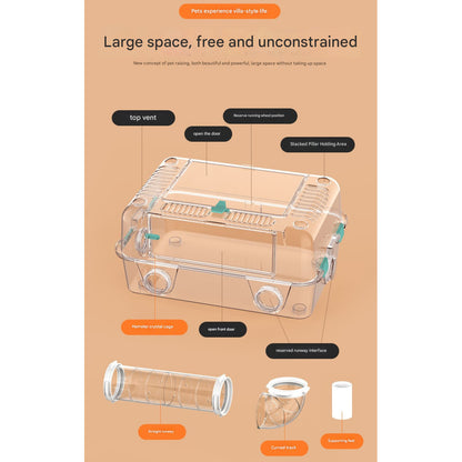 Nomoy Crystal Hamster Cage Transparent With Tunnel