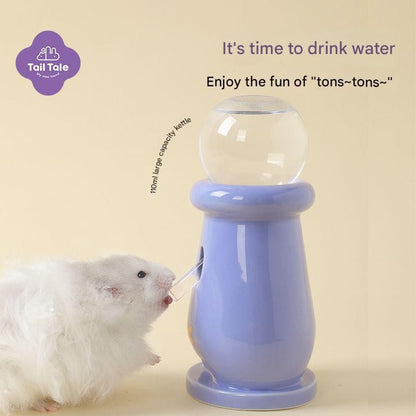 Tail Tale Hamster Ceramic Water Bottle Holder / Water Bottle 110ml Anti Leak Anti Drip