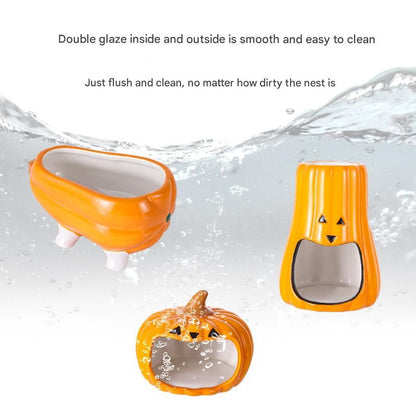 Hamster Ceramic Hideout Nest Cute Pumpkin Halloween Design