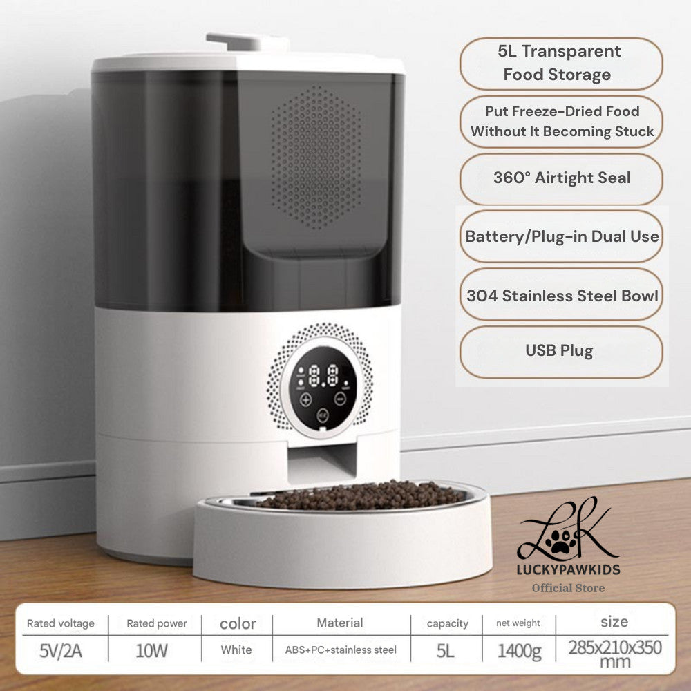 5L Auto Pet Smart Cat Feeder Cat Timed Quantitative Remote Automatic APP Feeder Cat Food Dog Food Smart Feeding Machine
