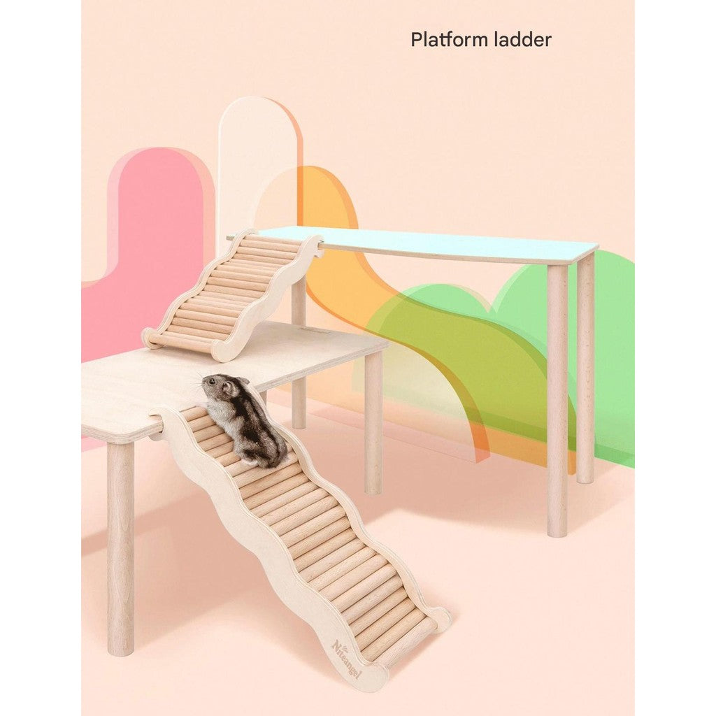 Niteangel Hamster Wooden Platforms Ladder Hideout Water Bottle Holder Bathroom Toilet Fences Accessories